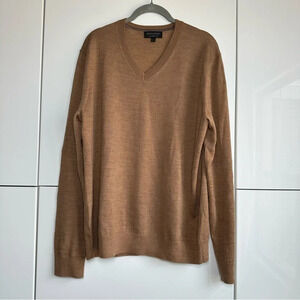 Banana Republic 100% Merino Wool Sweater Light Brown V Neck Long Sleeve Light